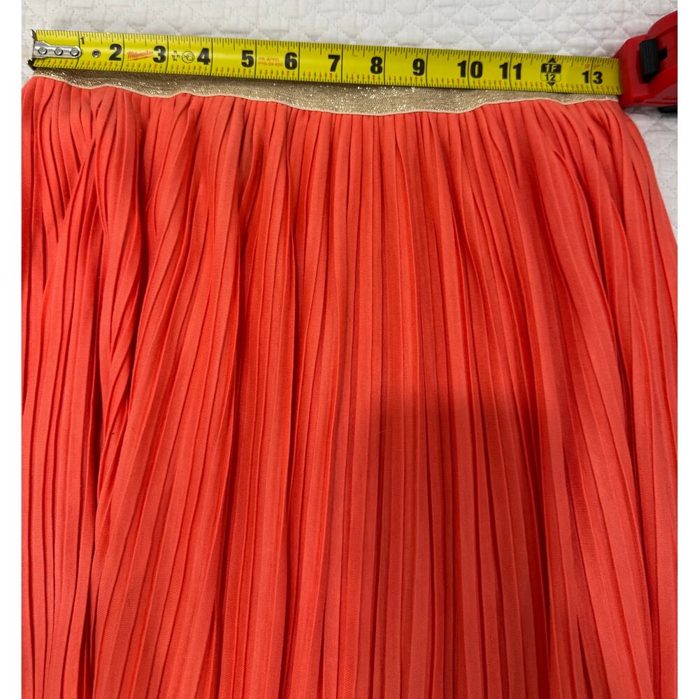 Apt. 9 pleated Coral Skirt with Gold Lame' waistband Size XS Flare